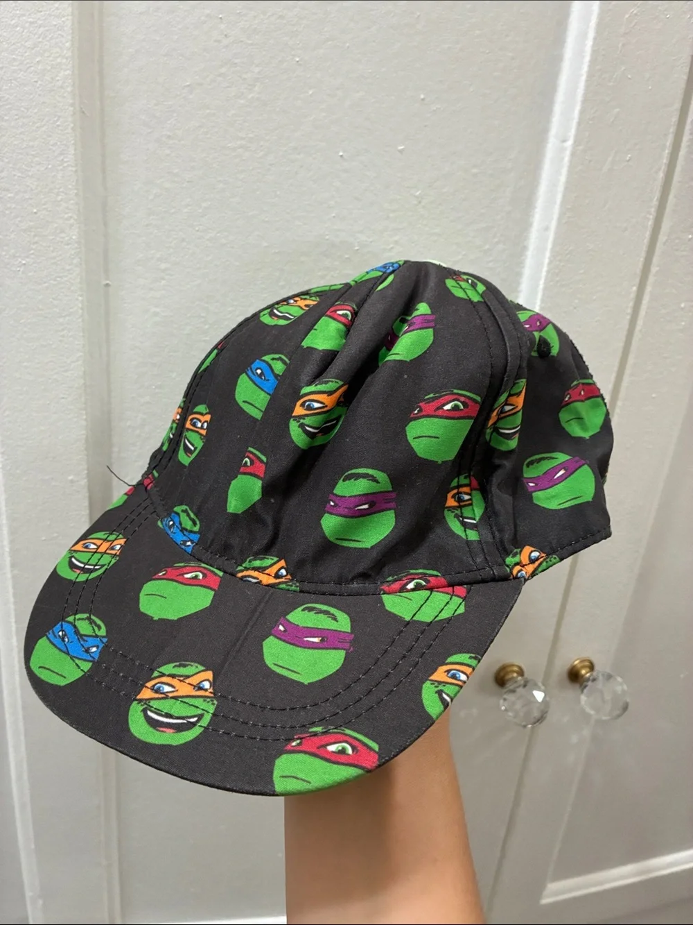 Vintage Nickelodeon Teenage Mutant Ninja Turtles Black Print Baseball Cap Small